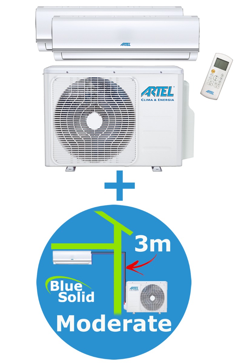 Airco Split 2x (2.8kw/9000BTU) + materiaal Mod 3m