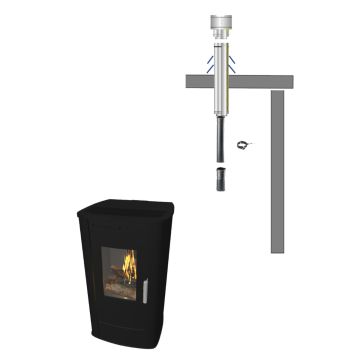 Pelletkachel NextWoody met bovenafvoer