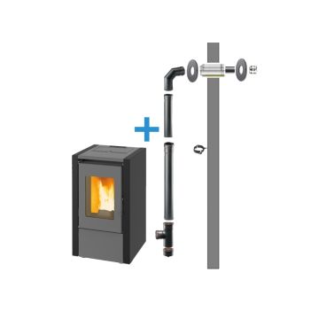 Pelletkachel + afvoer pakket gevel | BlueSolid