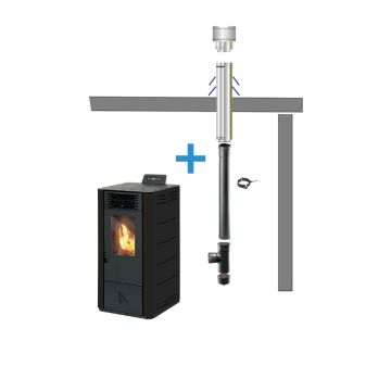 Pelletkachel easy inclusief afvoer voor platdak | BlueSolidÂ®