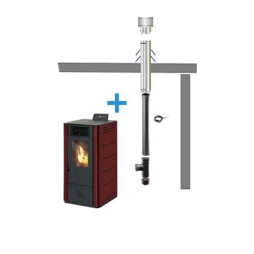 Pelletkachel inclusief afvoer door platdak | BlueSolidÂ®