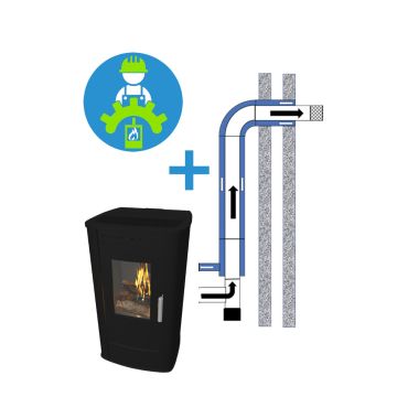 Houtkachel op pellets concentrische afvoer plus installatie