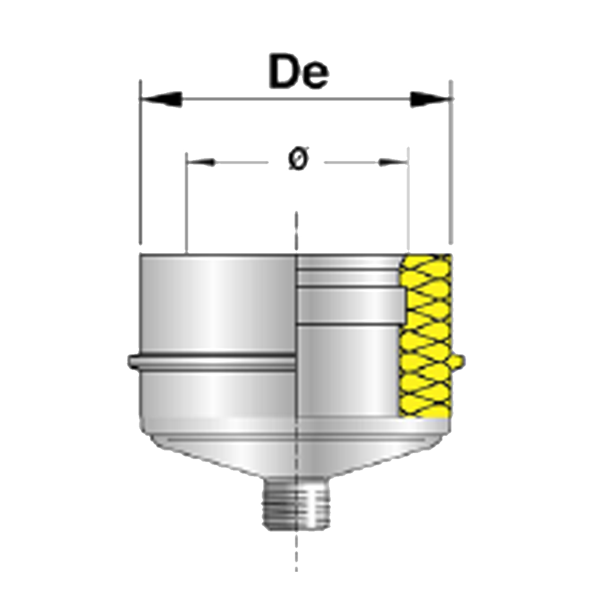 Afvoer DW Einddop T-stuk RVS Ã˜80/130mm
