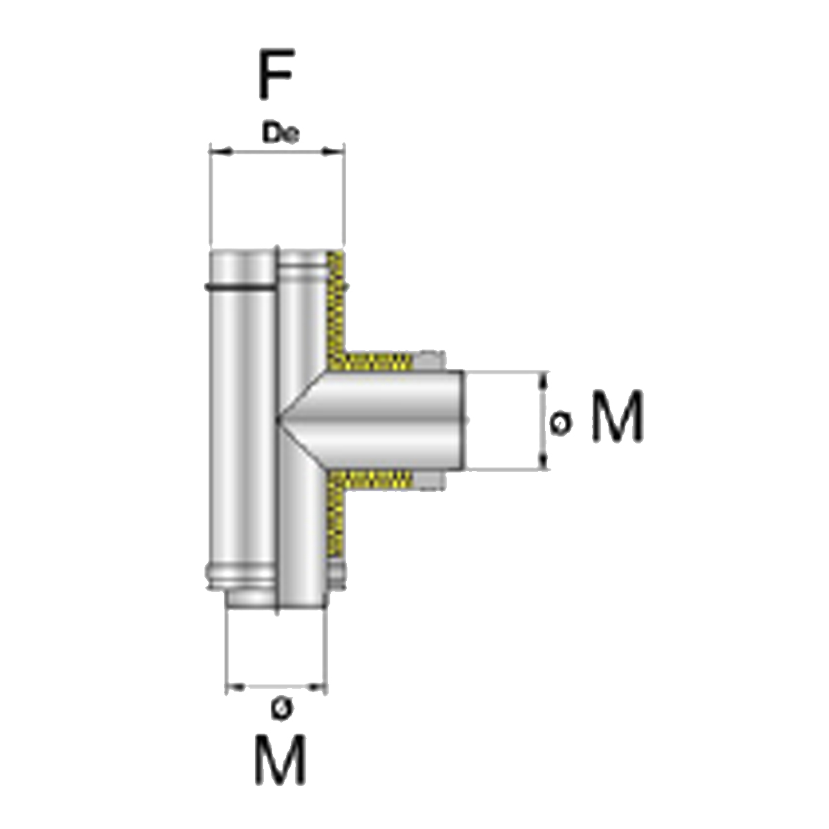 Afvoer DW T stuk RVS Ø80/130mm