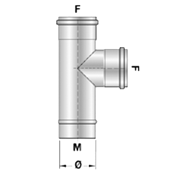 T stuk RVS F/F Ø80mm